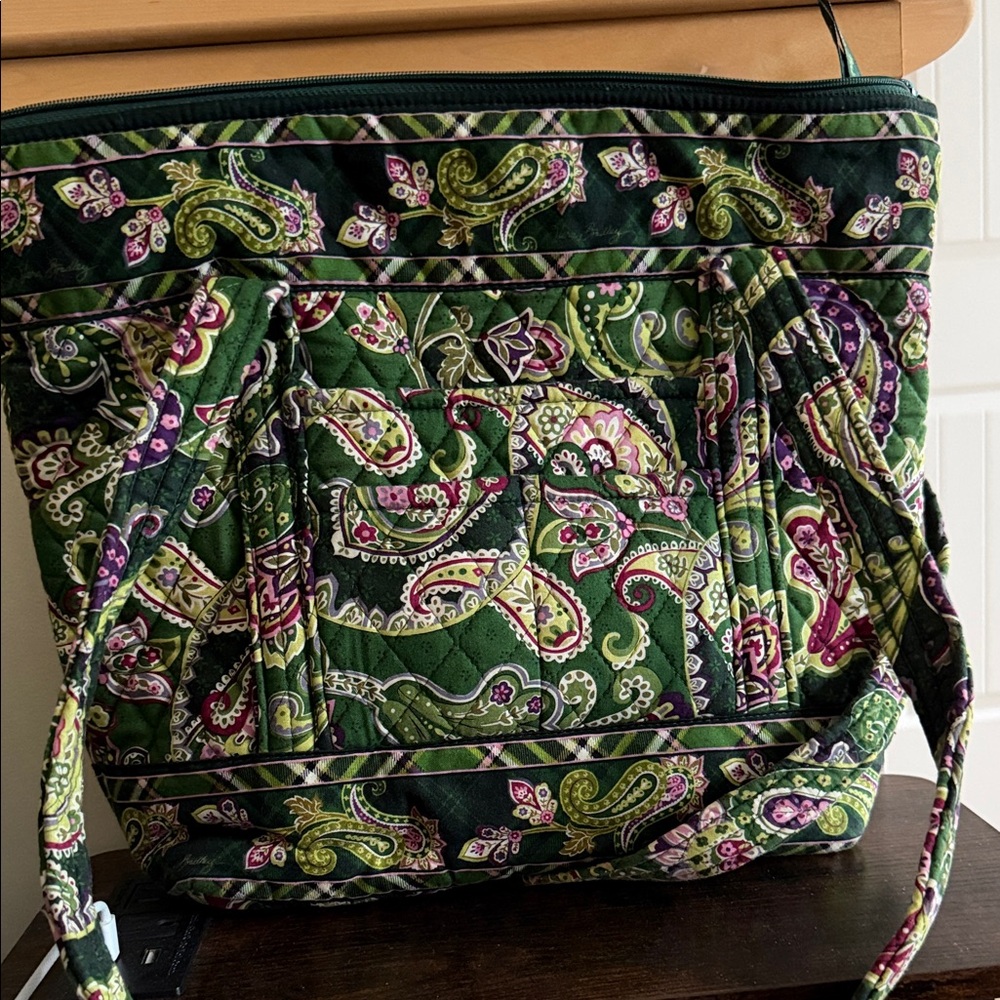 Vera Bradley Green and Pink Paisley Tote and accessories